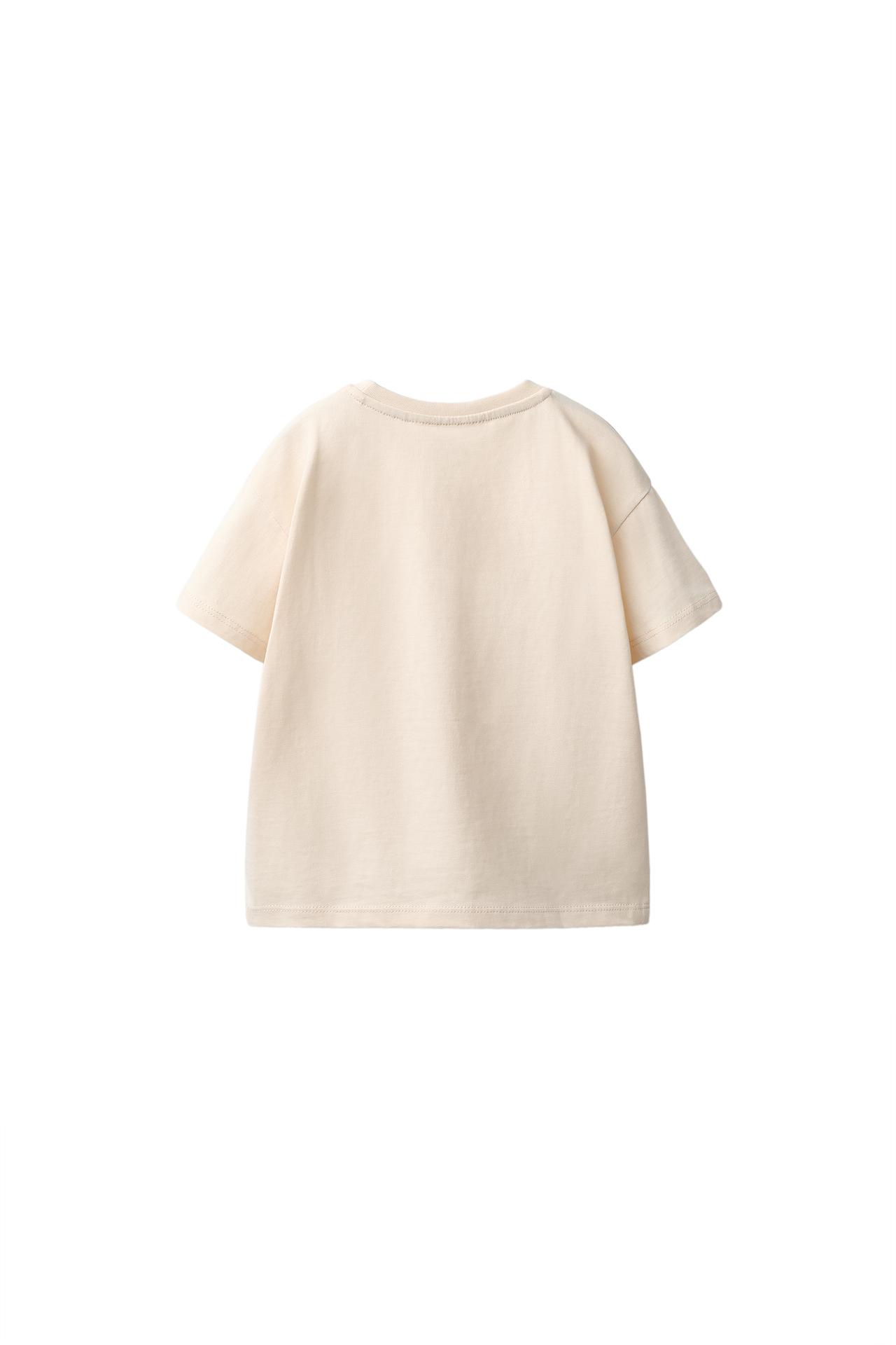 EMBROIDERED HEART PLAIN T-SHIRT — Vanilla
