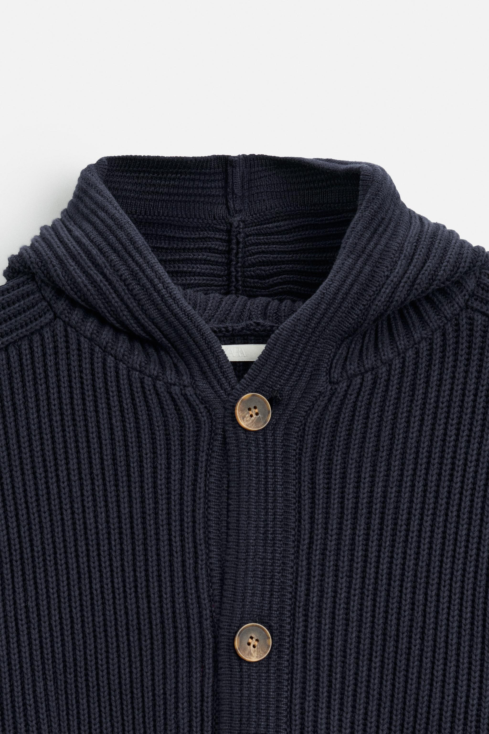 ウラアミニット フードカーディガン - ネイビーブルー | ZARA