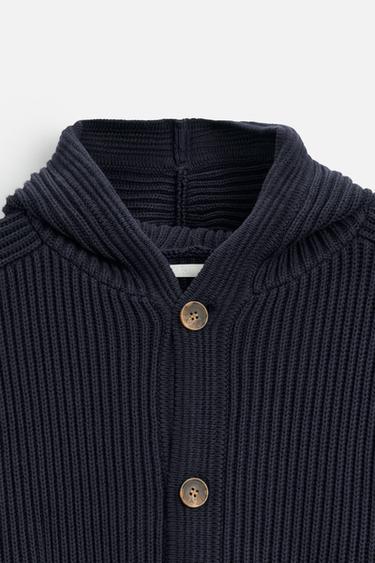PURL KNIT HOODED CARDIGAN - Navy blue by Zara - Image 7