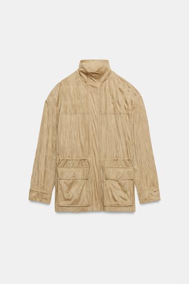 CHAQUETA EFECTO ANTE CUELLO SUBIDO - Tostado de Zara - Imagen 0
