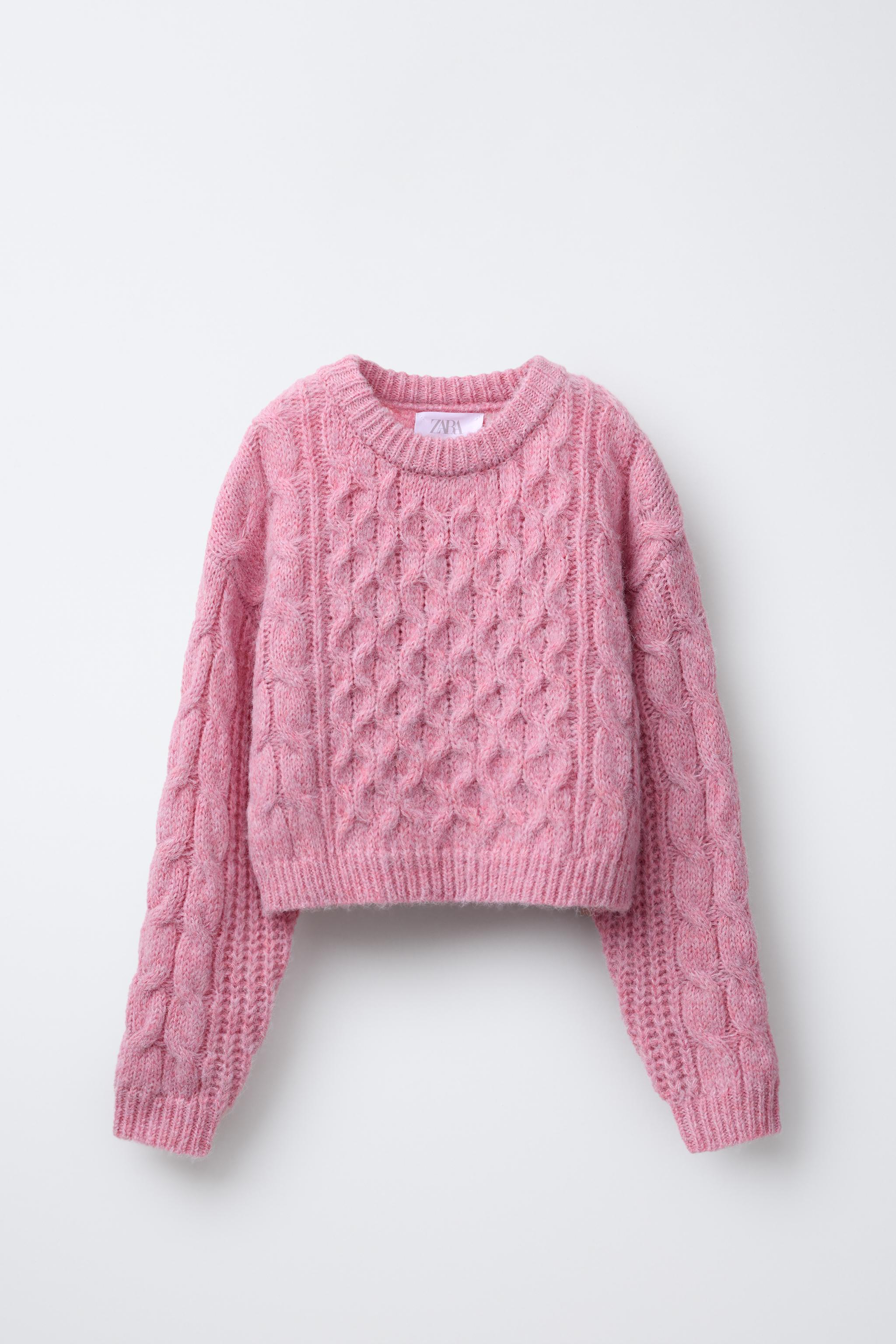 CROPPED CABLE-KNIT SWEATER - Ecru | ZARA New Zealand