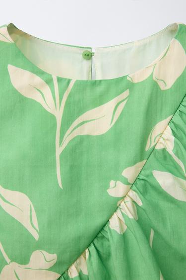 FLORAL PRINT DRESS WITH RUFFLES - Green by Zara - Image 2