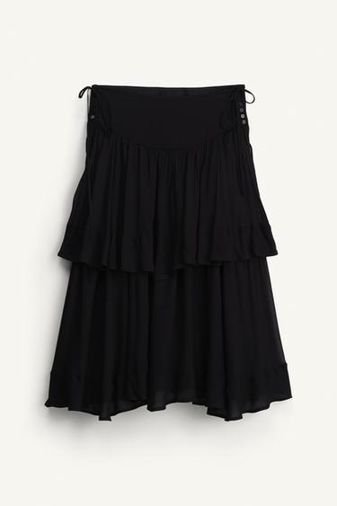 JUPE MI-LONGUE À VOLANTS ÉDITION LIMITÉE - Noir de Zara - Image 5