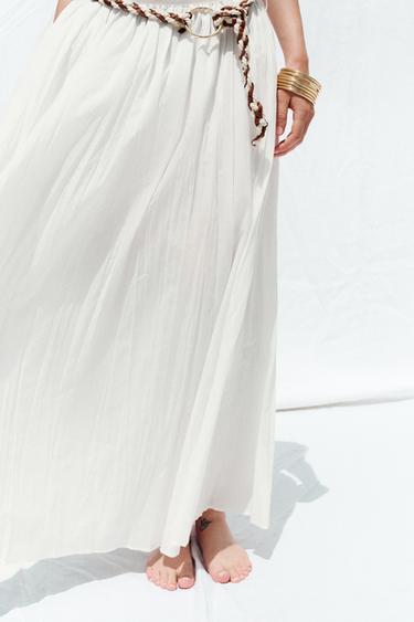 BRAIDED BELT MIDI SKIRT - White by Zara - Image 3