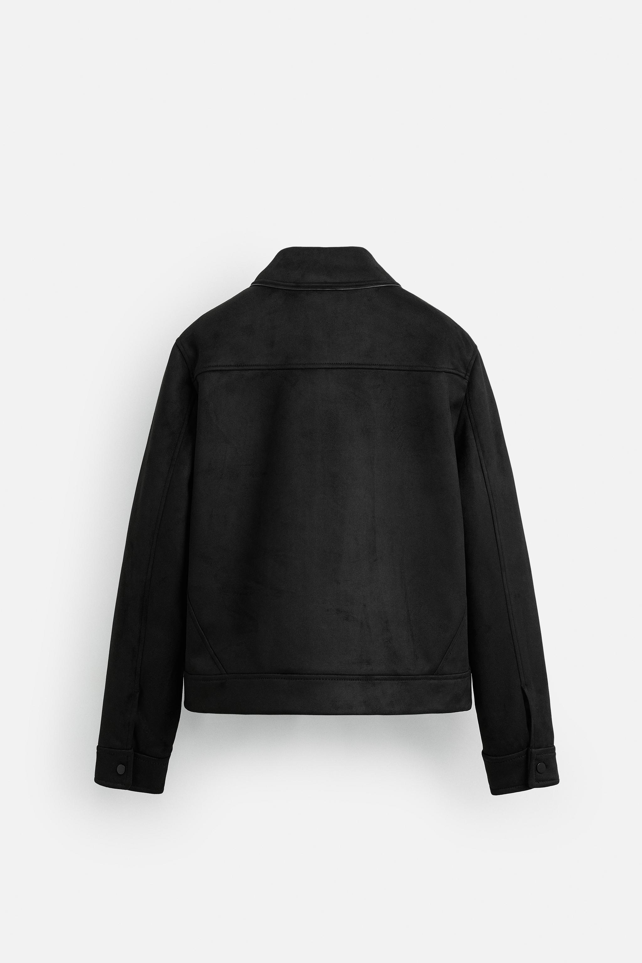 FAUX SUEDE REGULAR FIT JACKET - Black | ZARA United States