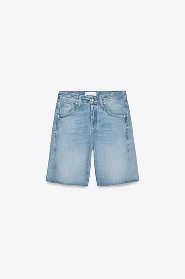 TRF JEANS-BERMUDASHORTS MIT RIEGELN UND MITTELHOHEM BUND - Hellblau von Zara
