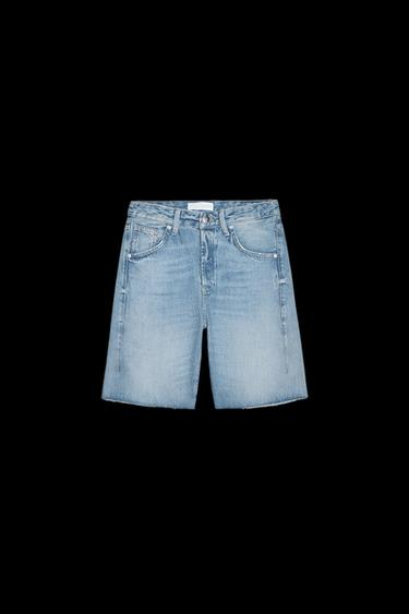 TRF MID-WAIST BELT LOOP DENIM BERMUDA SHORTS - Light blue by Zara - Image 0