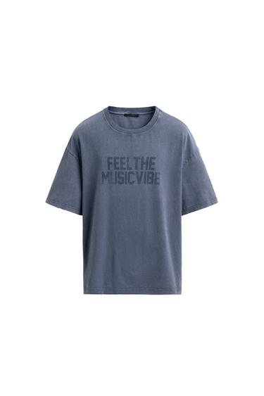 WASHED T-SHIRT WITH STUD PRINT - Blue by Zara
