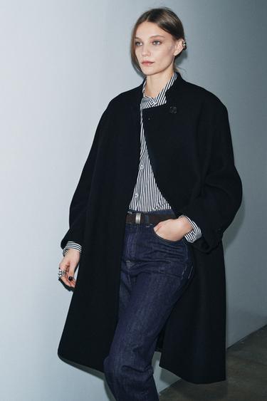 WOOL BLEND COAT ZW COLLECTION - Dark navy by Zara