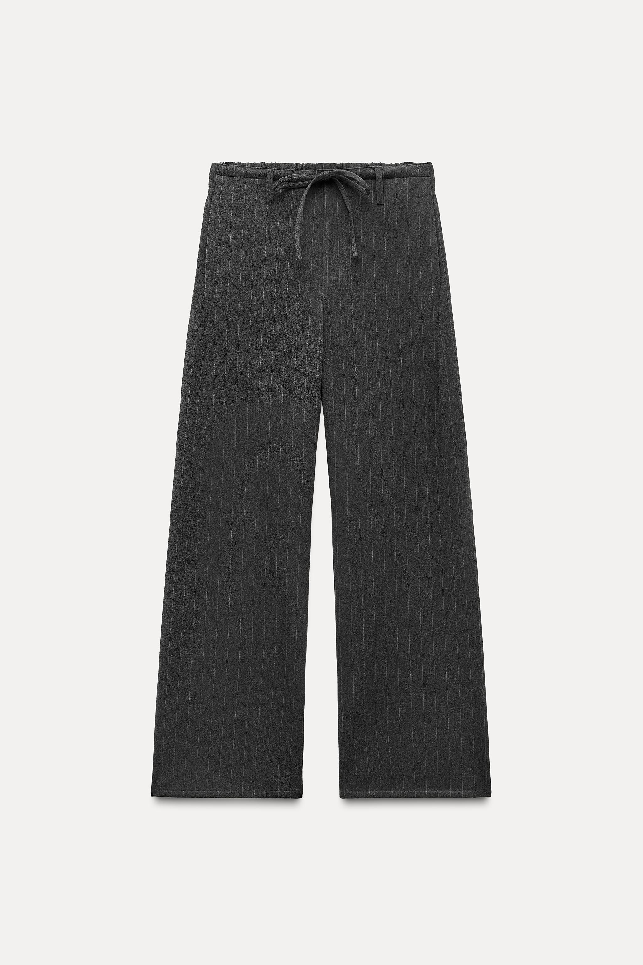 MUSINSA | SIGNATURE Multi-tuck wide slacks [gray stripe]