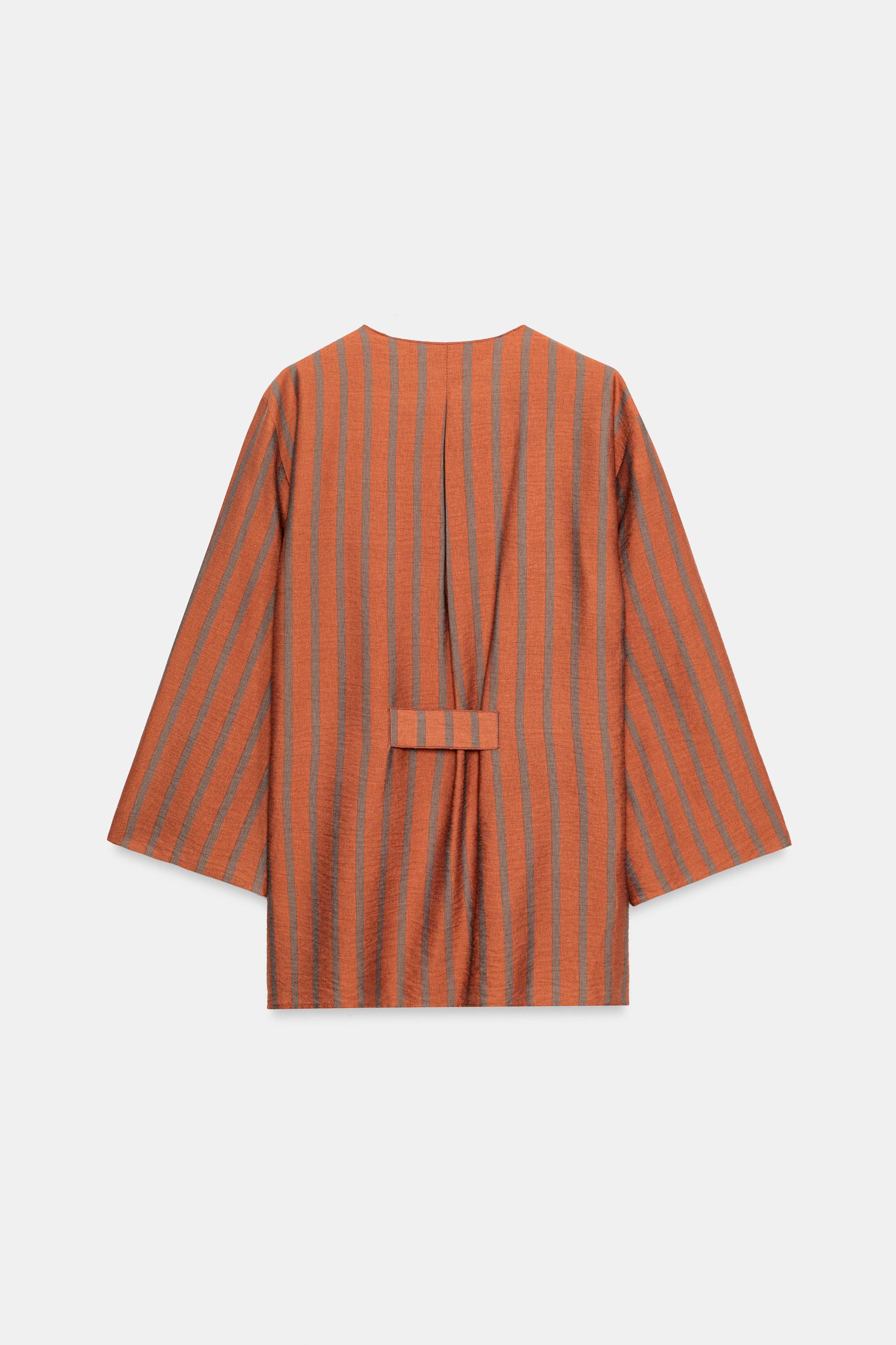 Zara STRIPED WRAP JACKET — фото 7