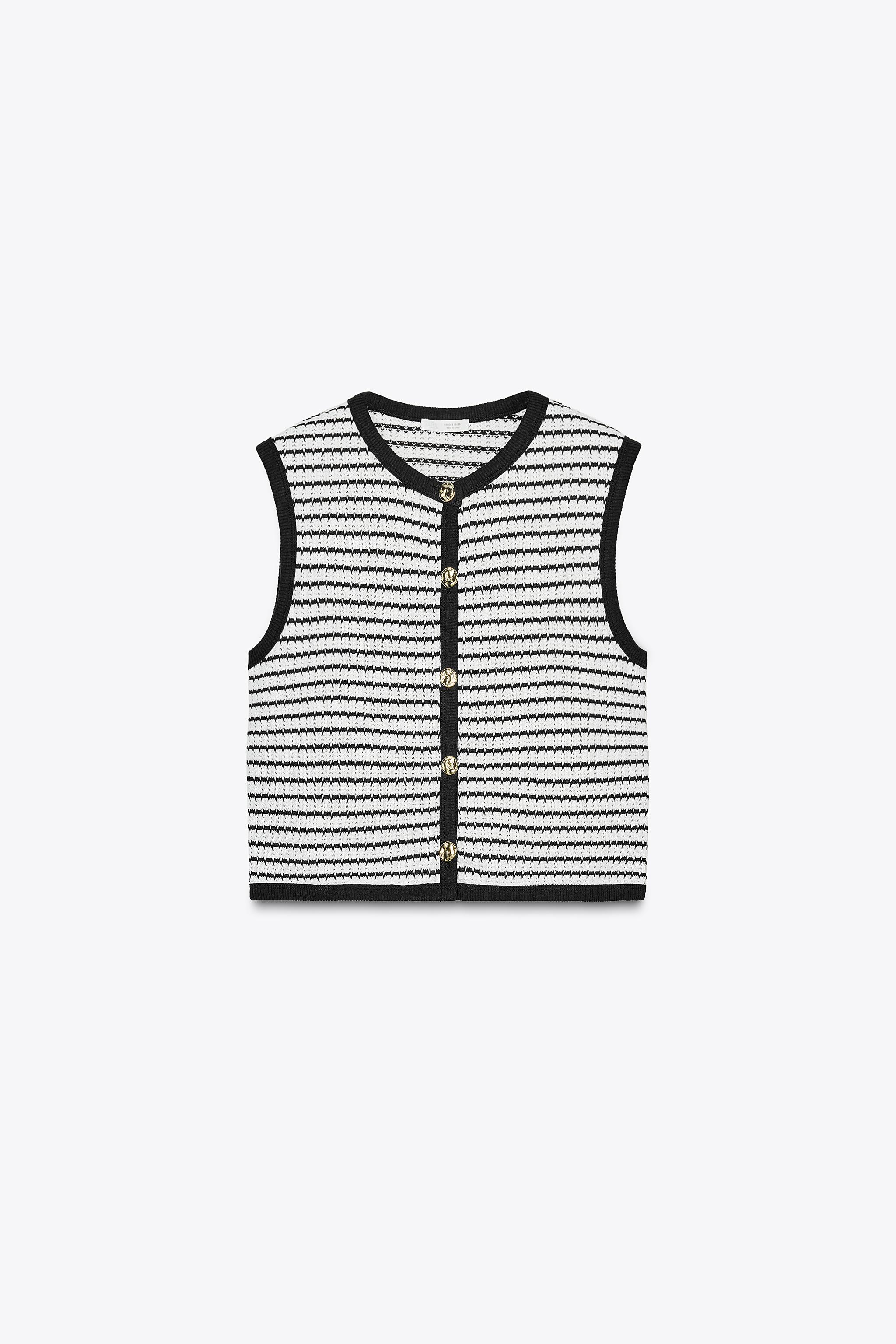 BUTTONED JACQUARD VEST TOP - White / Red | ZARA United States