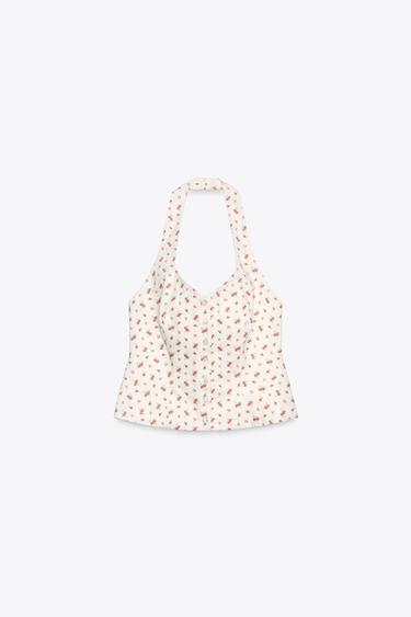 FLORAL PRINT HALTER TOP - Pinks by Zara