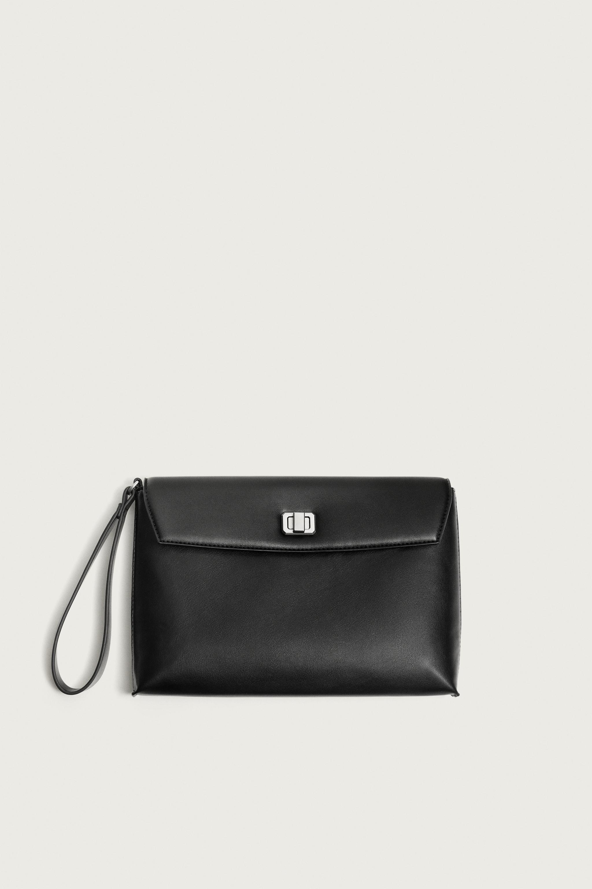METAL CLOSURE ENVELOPE BAG — Black
