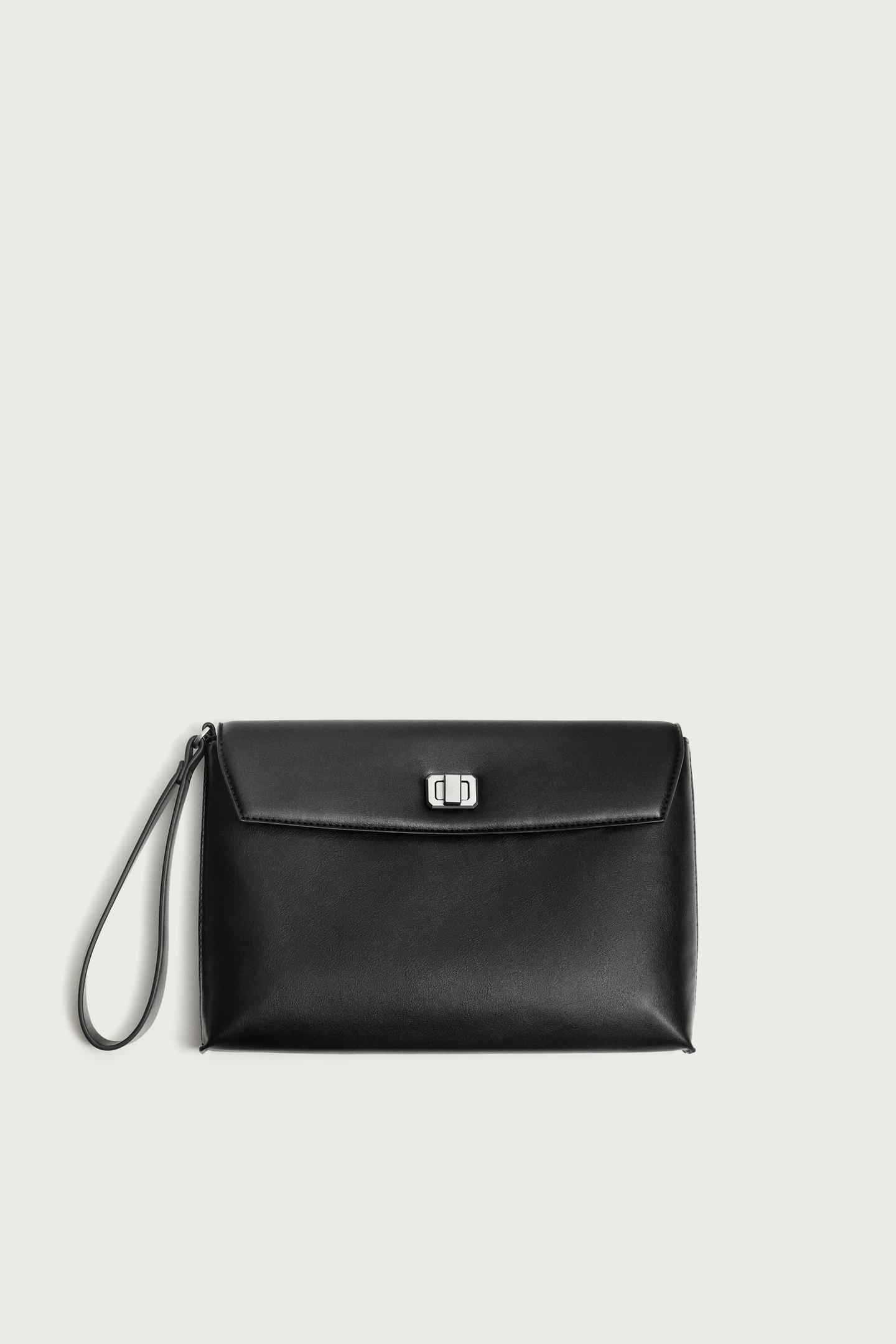Мужская сумка Zara Metal Closure Envelope, цвет: Чёрный — фото 4