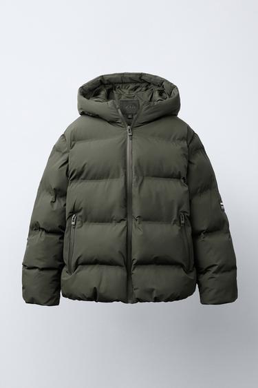WATER-REPELLENT QUILTED COAT WITH LABEL - Light khaki by Zara