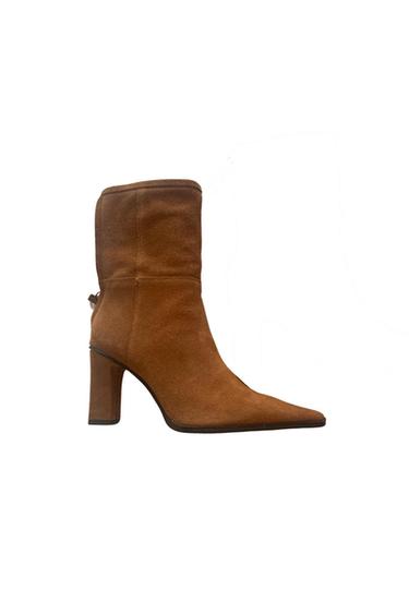 BOTINES CAMEL TACÓN ANTE