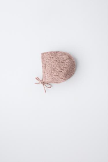 TRICOT MUTSJE MET BLAADJES - Lichtroze van Zara