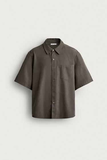 RELAXED FIT FLOWING SHIRT - mink brown by Zara