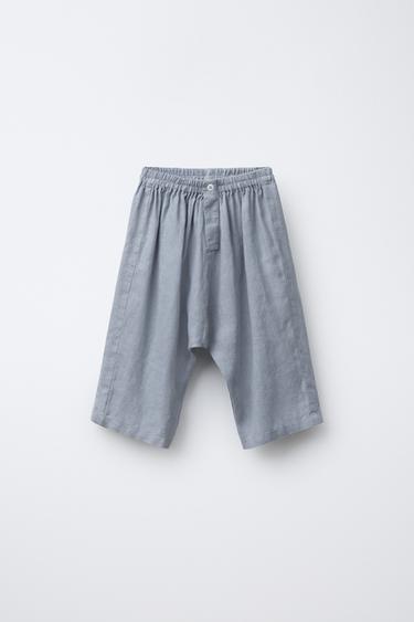 CALÇA LARGA 100% LINHO - Bege-claro da Zara