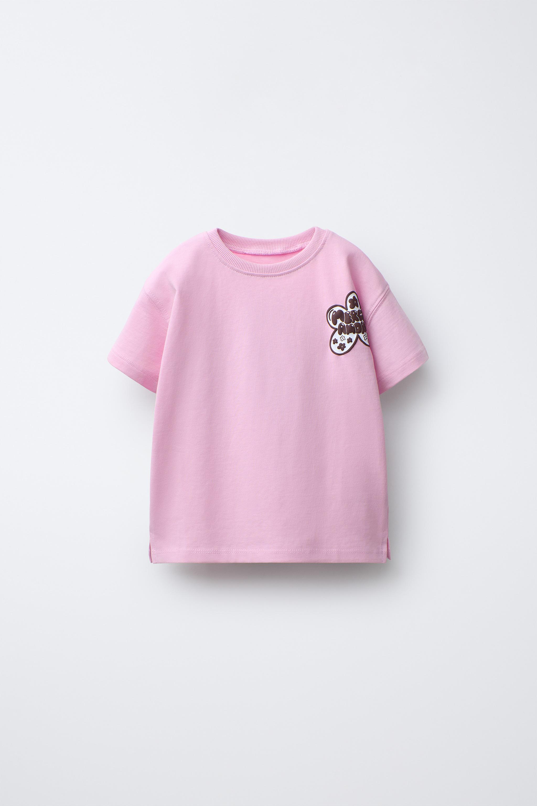 レリーフプリントTシャツ - ピンク | ZARA Japan / 日本