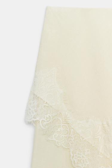 PANTALON PAREO LARGE DENTELLE - Écru de Zara - Image 7