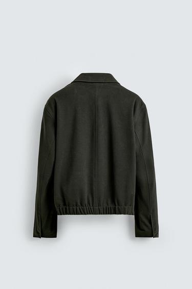 VESTE STRUCTURÉE EN TWILL - Vert gris de Zara - Image 7