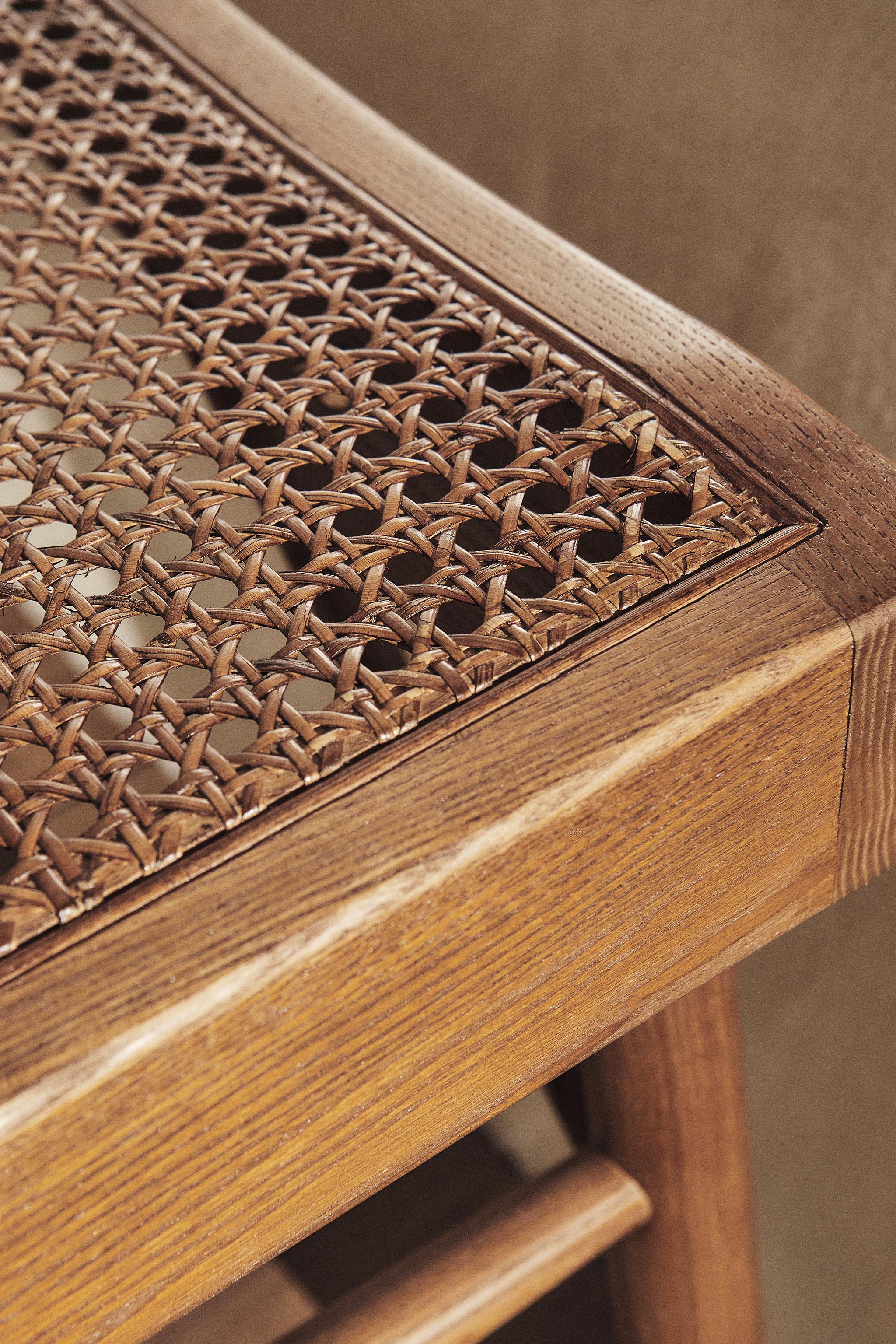 Stylish Wood and Rattan Bench for Home Decor