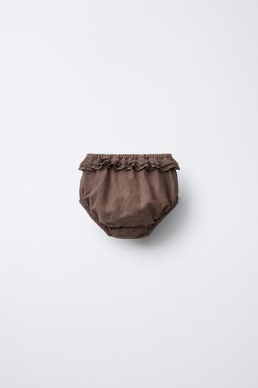 EMBROIDERED LACE BRIEFS - Brown by Zara - Image 1