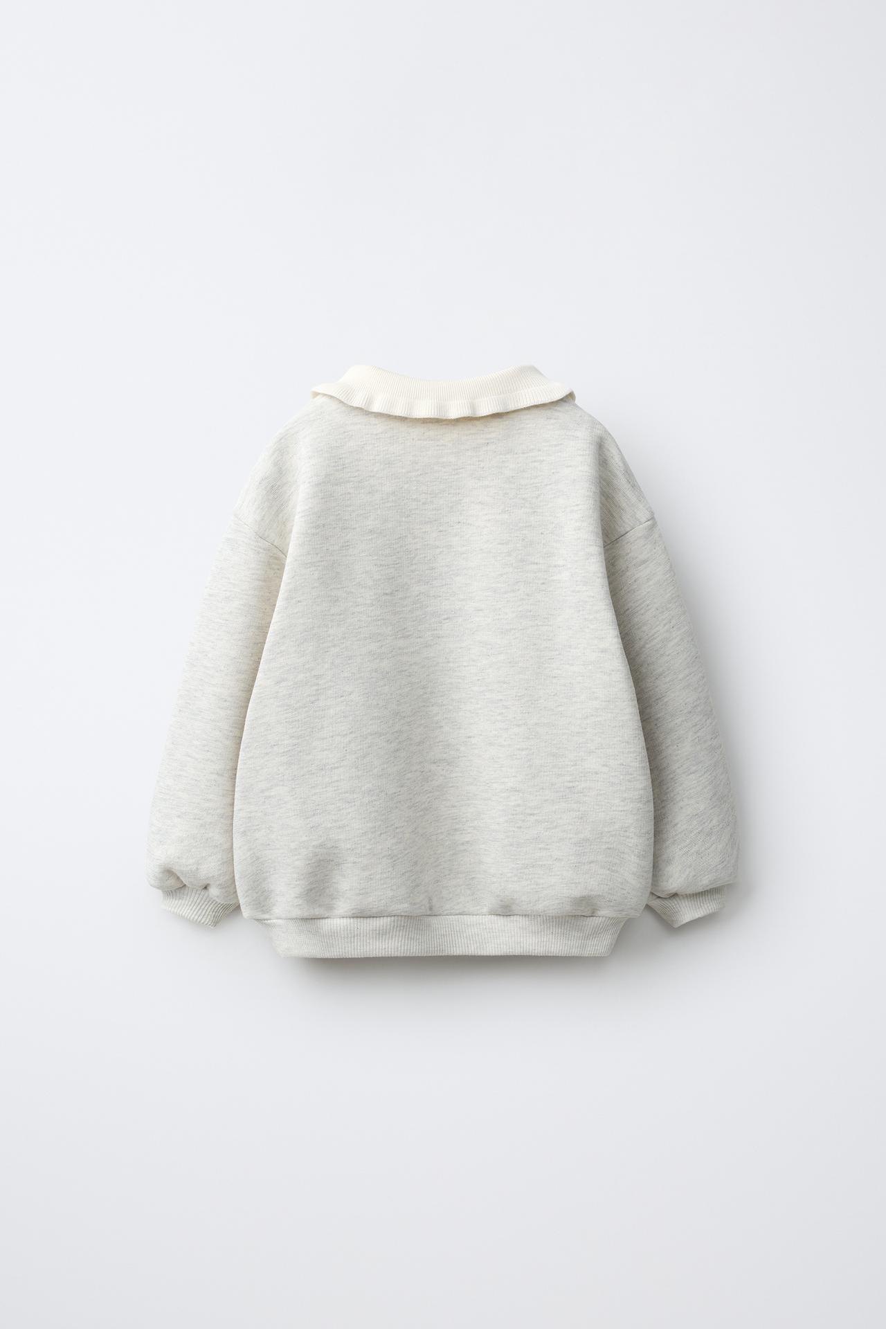 DOG POLO COLLAR SWEATSHIRT — Gray marl