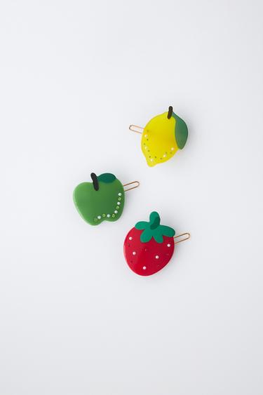 3-PACK OF FRUIT AND GLITTER GRIP CLIPS - Red by Zara - Image 3