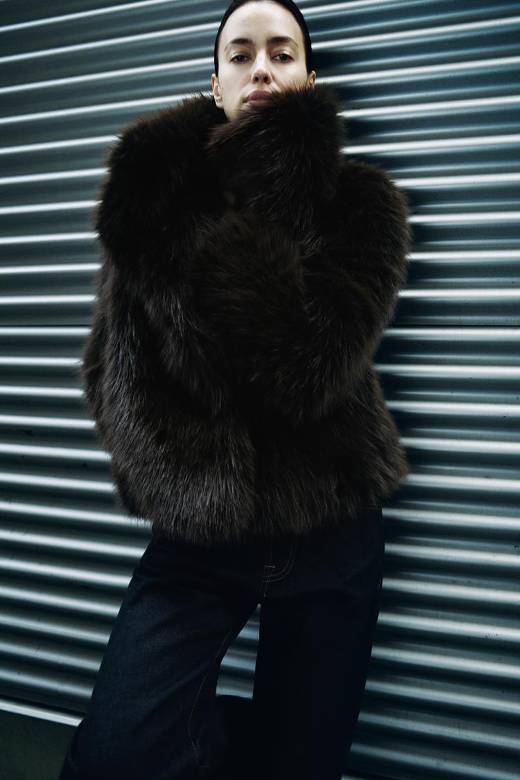 SHORT FAUX FUR COAT ZW COLLECTION Brown ZARA Australia