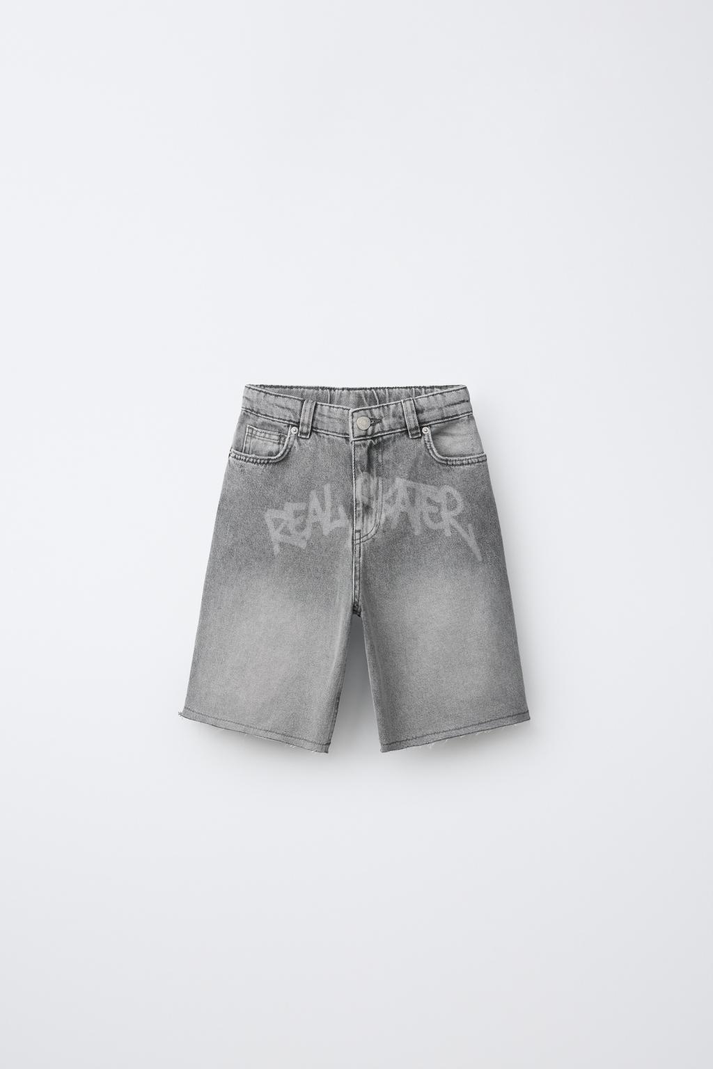 Zara denim graffiti bermuda