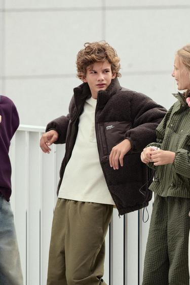 BLOUSON MATELASSÉ BIMATIÈRE EFFET MOUTON - Marron de Zara