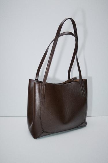BOLSO SHOPPER DETALLES - Marrón de Zara