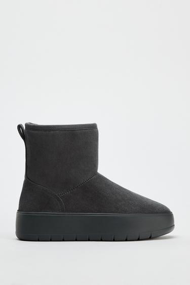 Zara PLATFORM ANKLE BOOTS - Gray