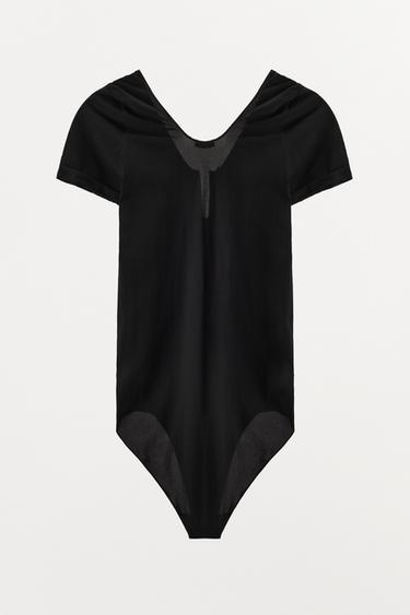HOSIERY BODYSUIT WITH METAL PIECE - Black by Zara - Image 6