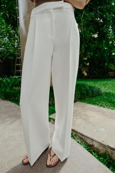 WIDE-LEG TROUSERS WITH DARTS - Oyster-white by Zara