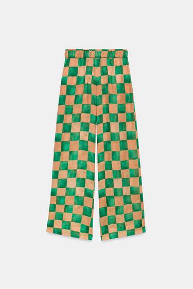 ZW COLLECTION RAMIE CHECK PALAZZO TROUSERS - Multicoloured by Zara - Image 6