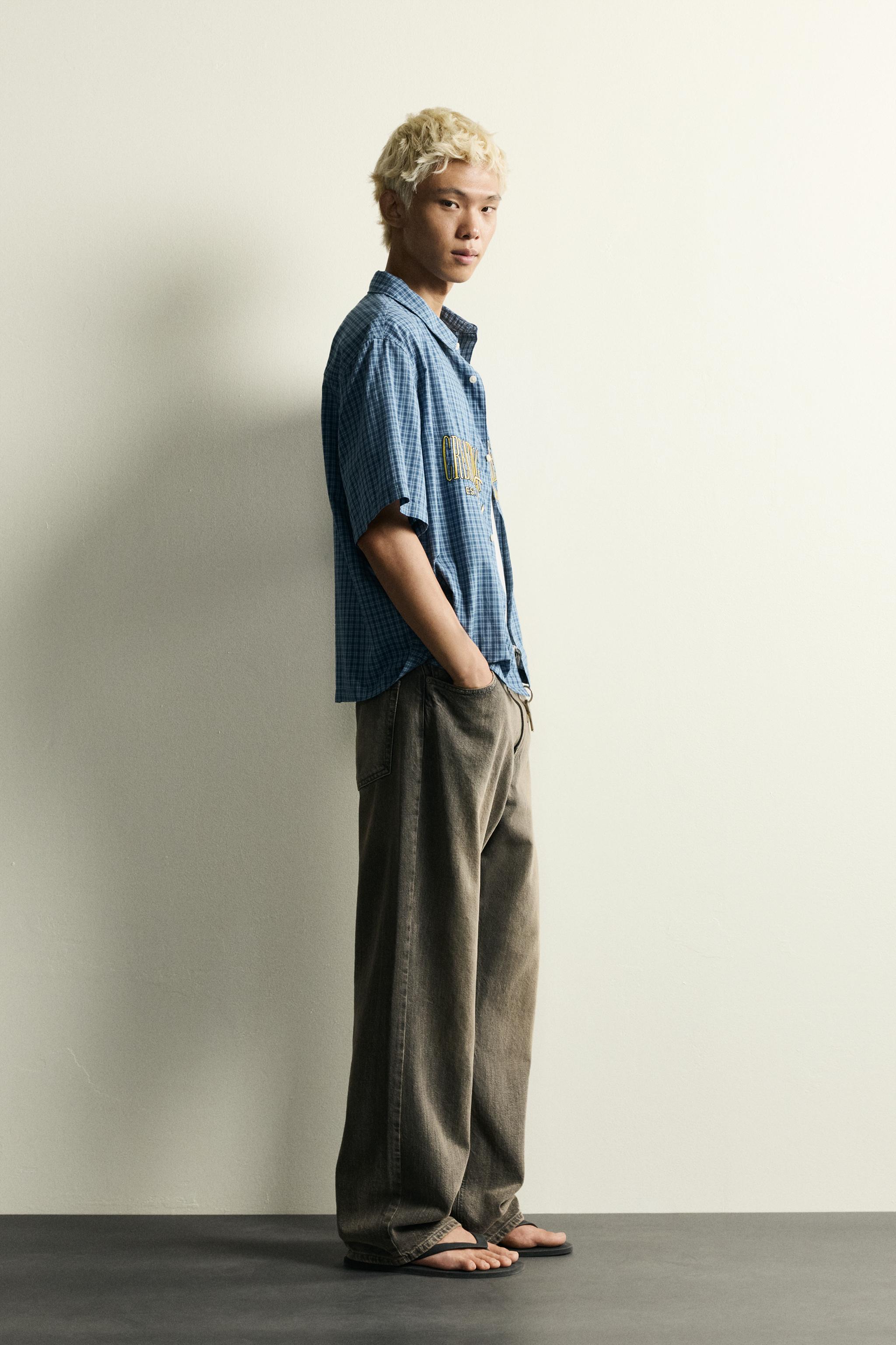 RELAXED FIT PLAID ZIPPER SHIRT