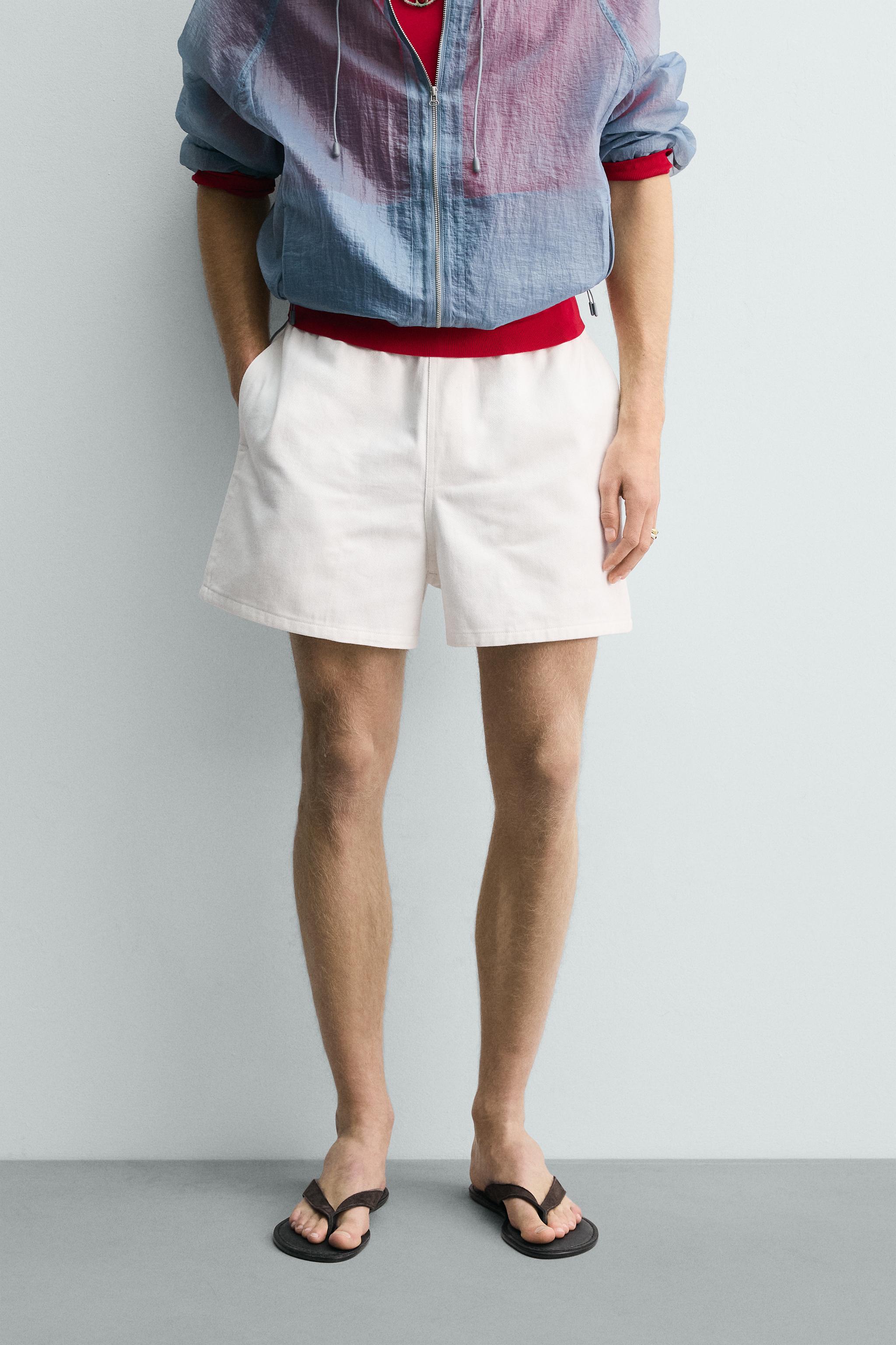 TEXTURED RELAXED FIT BERMUDA SHORTS — White