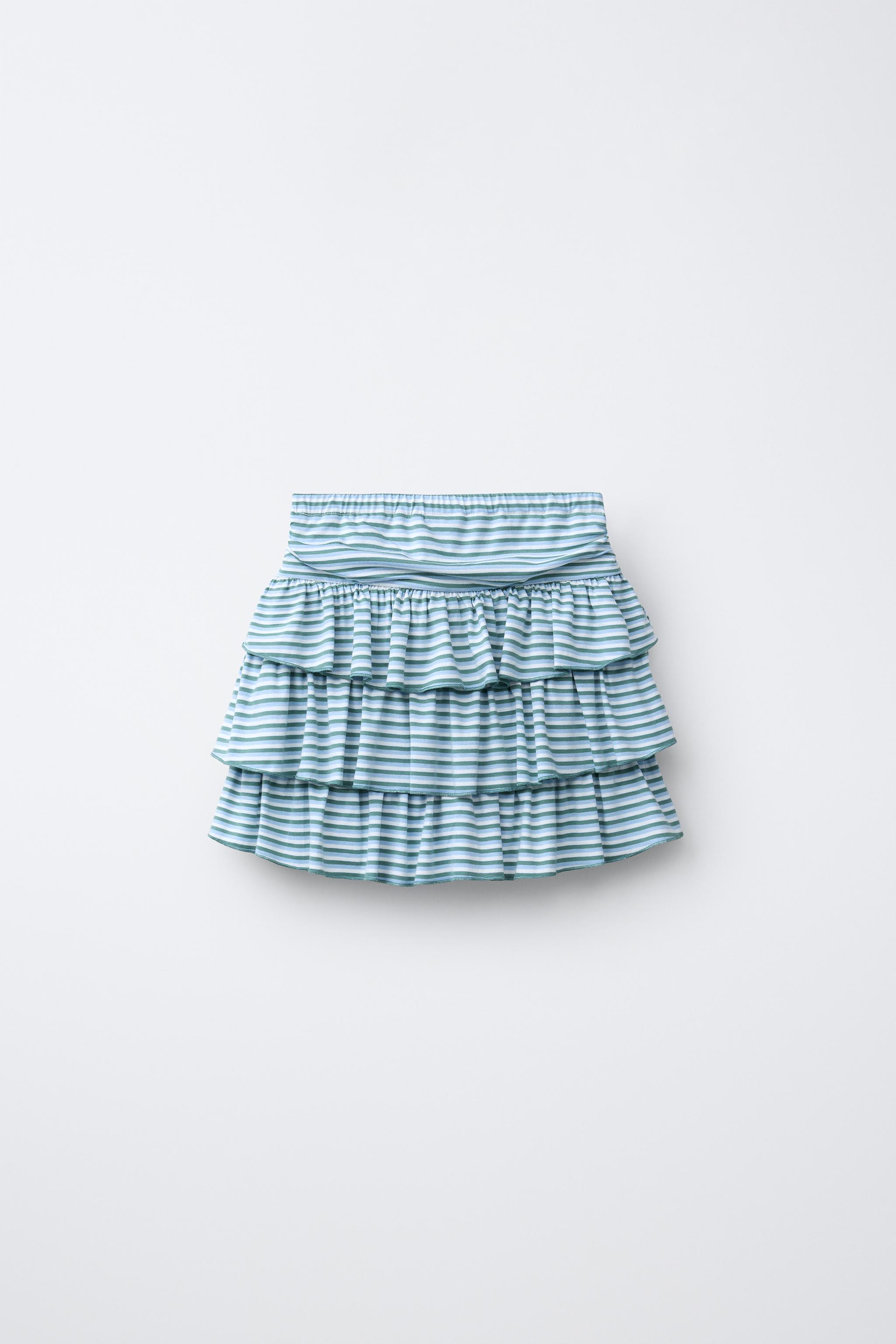 RUFFLED STRIPED SKIRT