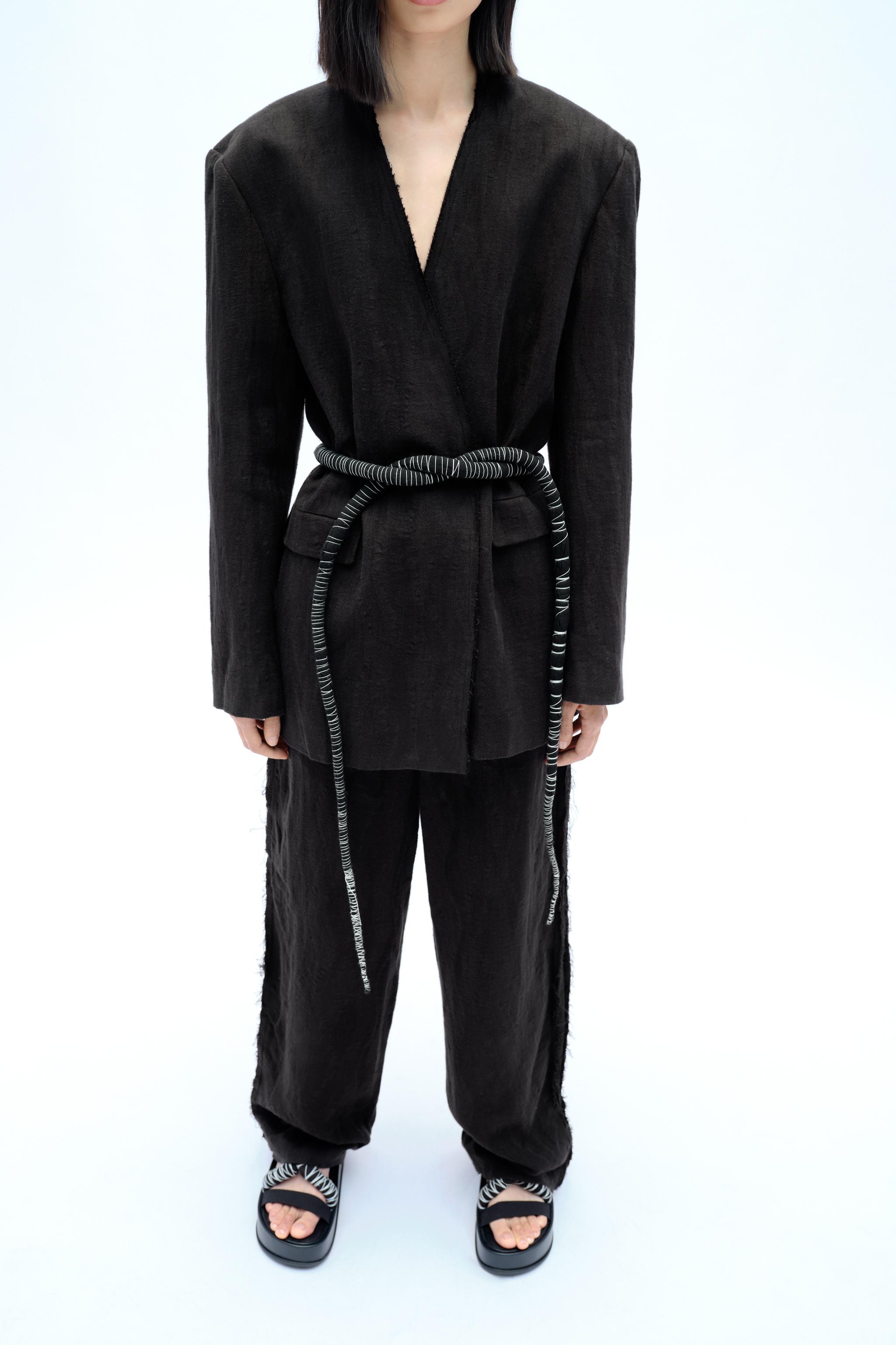 ZARA リネン100% パンツ X FANGLU LIN 2832/113 100% LINEN TROUSERS X FANGLU LIN - Black | ZARA Spain