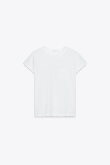 GEWASSEN T-SHIRT MET ZAK - Wit van Zara