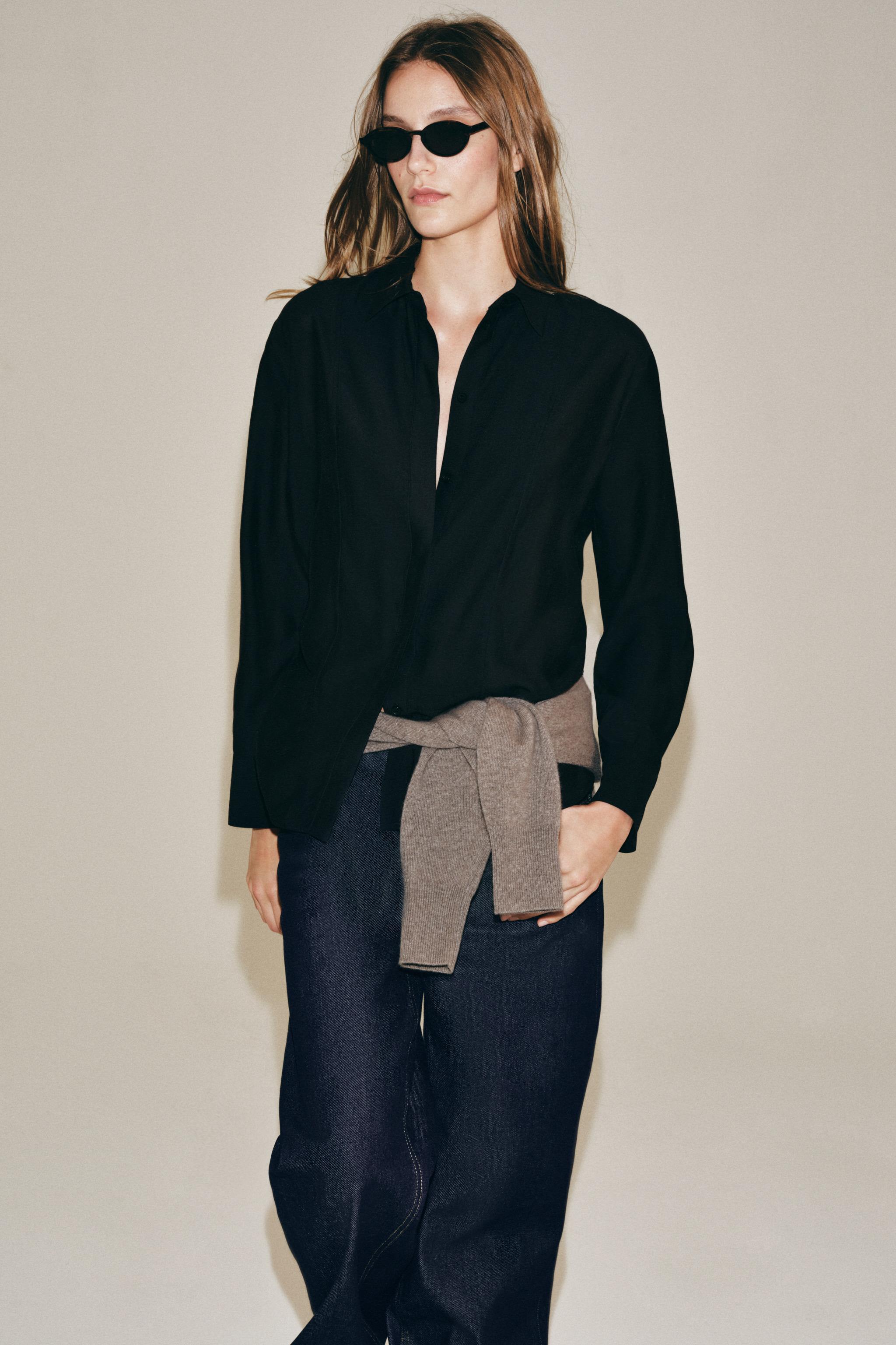 ZW COLLECTION SOLID BIB-FRONT SHIRT