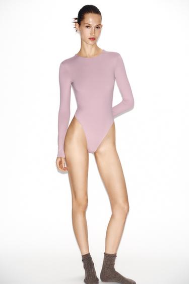 LONG SLEEVE POLYAMIDE BODYSUIT - Light lilac by Zara