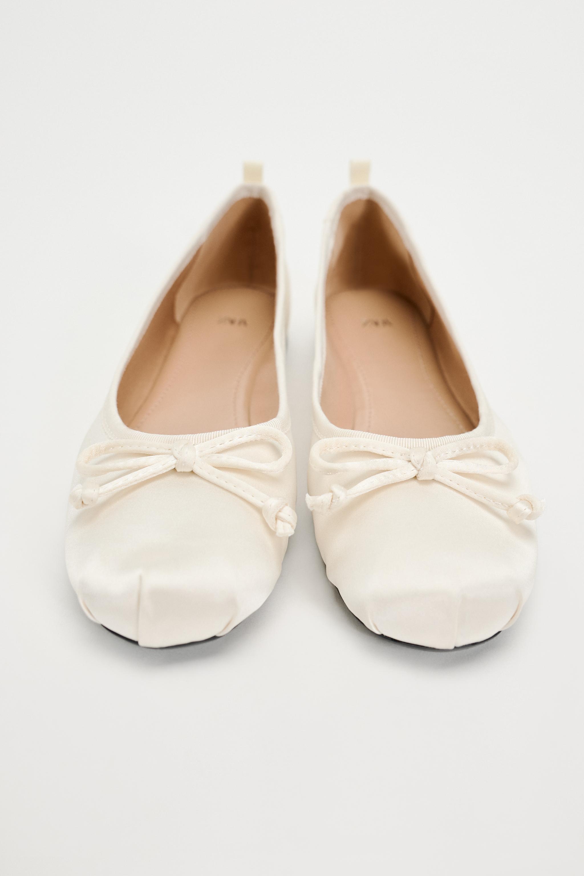 BOW TRIM FABRIC BALLET FLATS