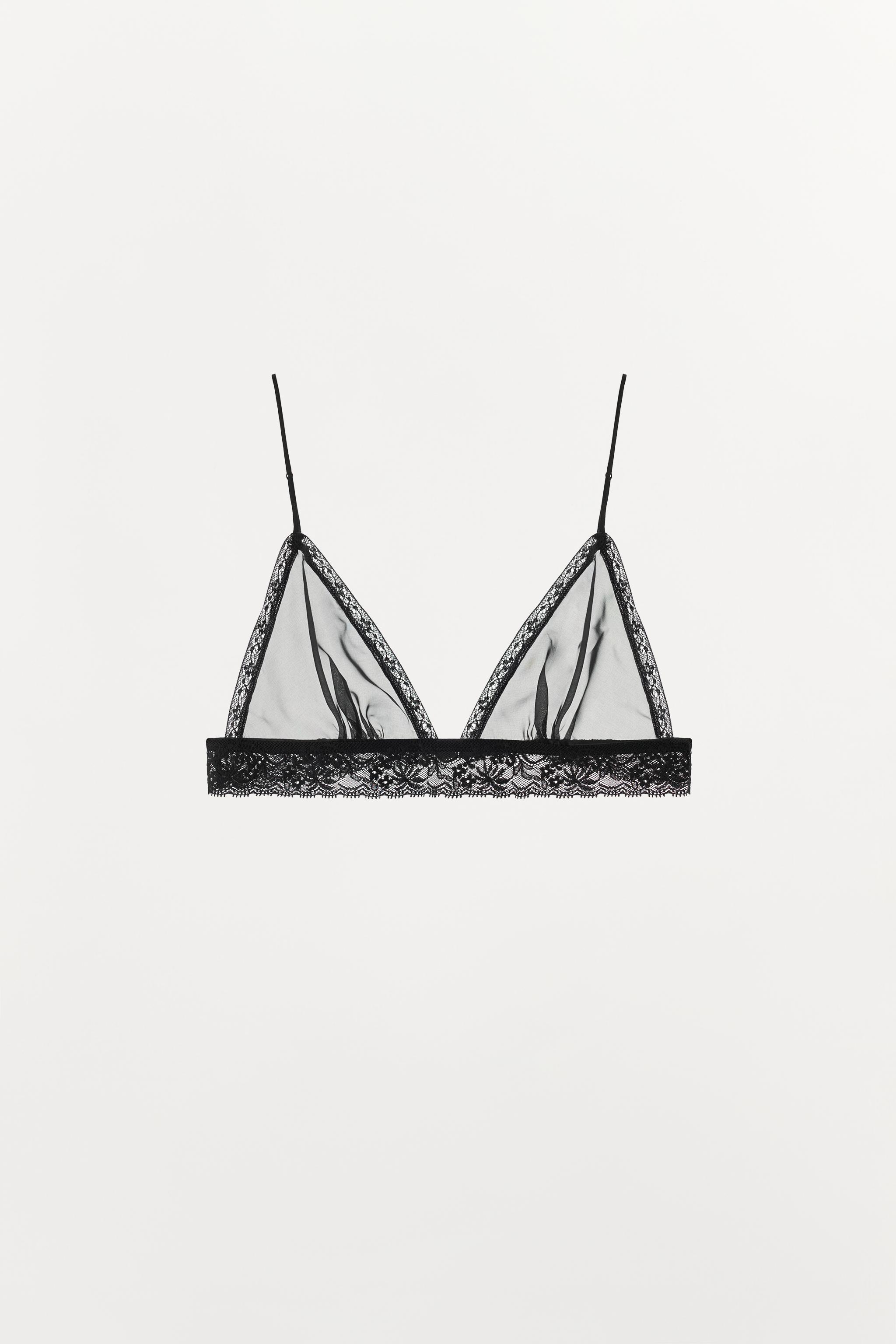GEORGETTE LACE BRA — Black