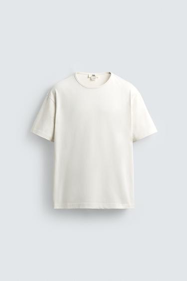 HEAVYWEIGHT RIBBED T-SHIRT - Oyster-white by Zara