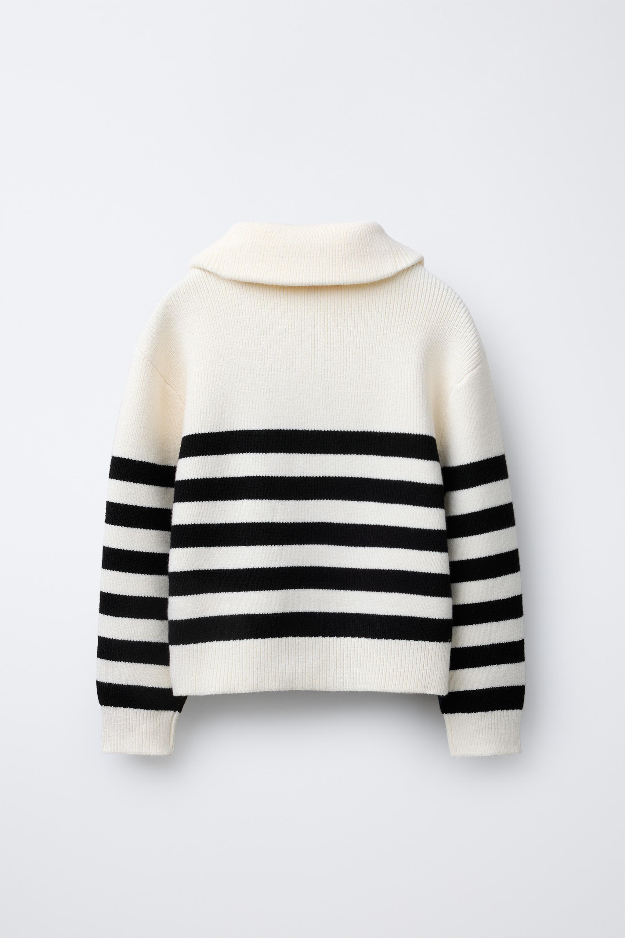 新品DECEMBERMAY Stripe logo High neck knit STRIPED KNIT ZIP-UP SWEATER - striped | ZARA United States